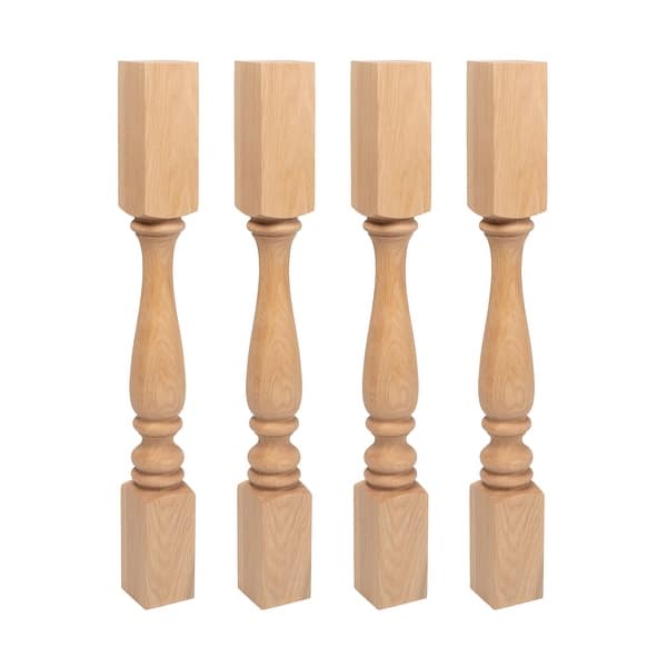 351/4" x 33/4" x 33/4" Unfinished Red Oak Kitchen Island Leg 4 Pack